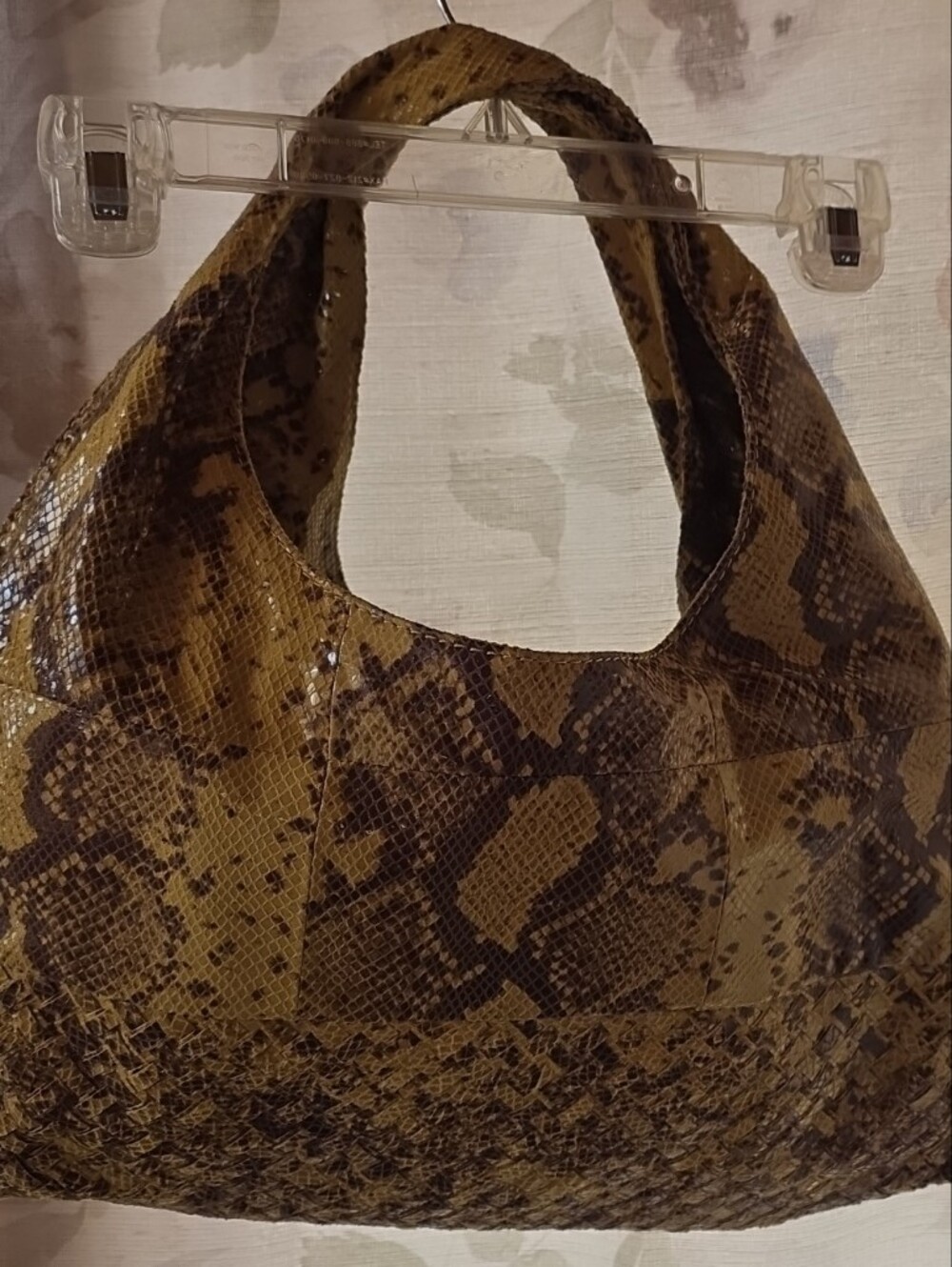 Antonio Melani Snakeskin-Print Hobo Bag in Mustard and Brown